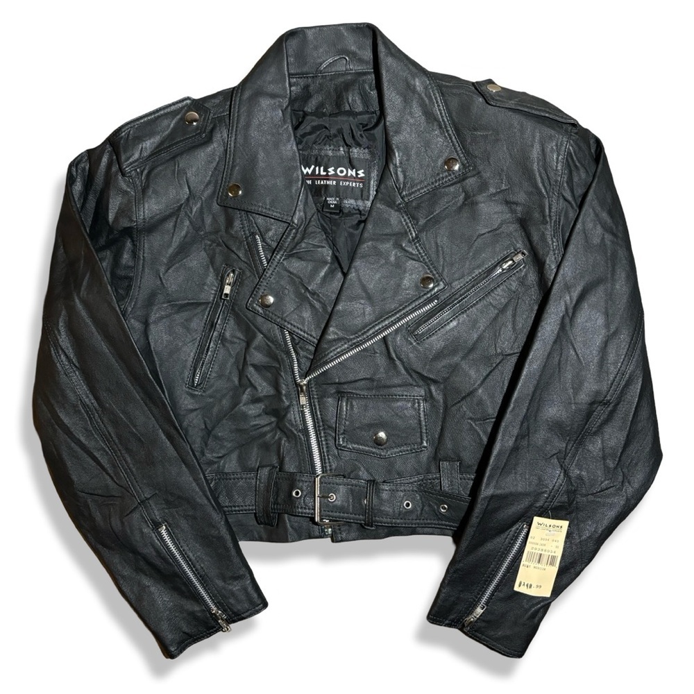 Vintage 90s Wilsons Leather Cropped Biker Jacket